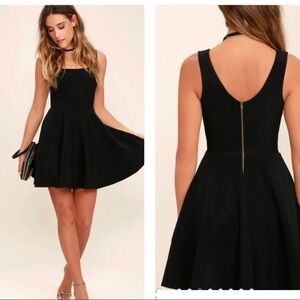 Lulu's Black Square-Neck Fit & Flare Mini Dress